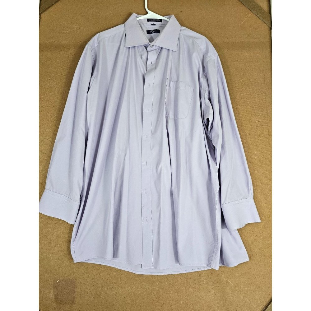 Retro Paris Single Needle Tailor Button Down Purple Long Sleeve Shirt Men Size 1